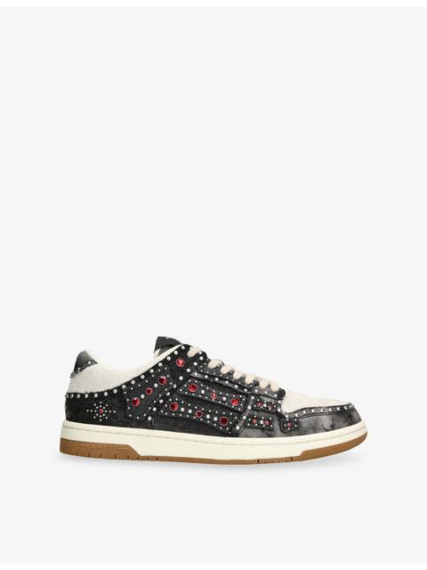 AMIRI Skel Stud Denim and Suede Trainers