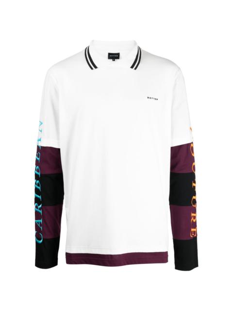 layered-effect logo-embroidered T-shirt