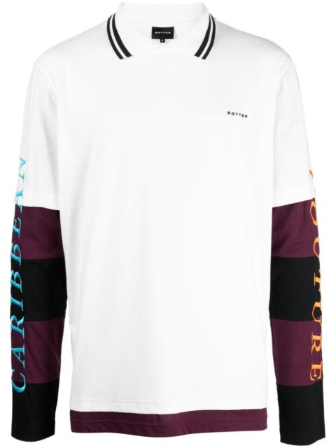 layered-effect logo-embroidered T-shirt