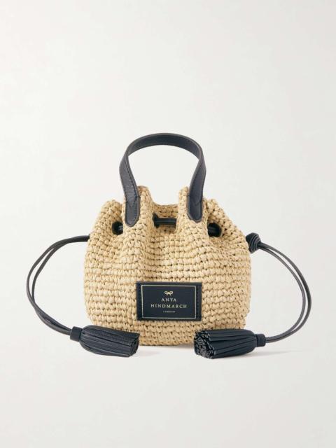 Anya Hindmarch Small leather-trimmed raffia tote