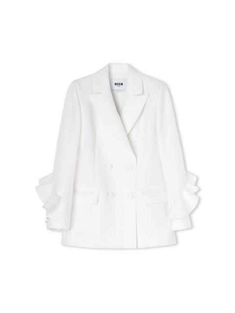 MSGM Double crepe cady double-breasted blazer with ruffles