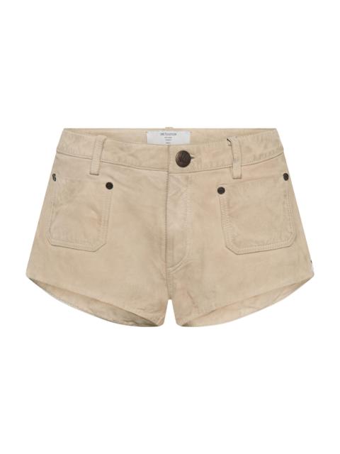 ONE TEASPOON Retro Micro Leather Shorts - Vintage Cream
