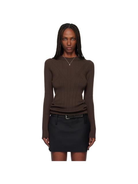 Tonywack Brown Wool Slim-Fit High-Neck Sweater