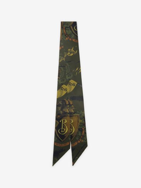 Skinny Reversible Etched Knight Silk Scarf