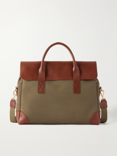 BENNETT WINCH Leather-Trimmed Cotton-Twill Briefcase