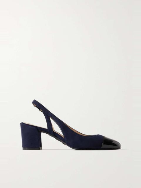 Stuart Weitzman Suede and patent-leather slingback pumps