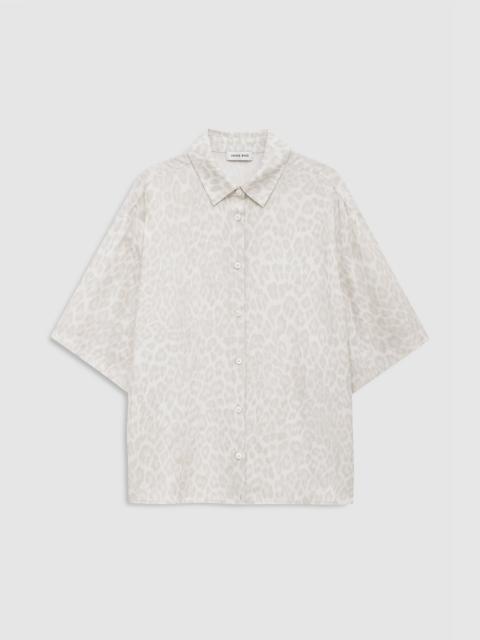 ANINE BING Coco Shirt - Washed White Leopard