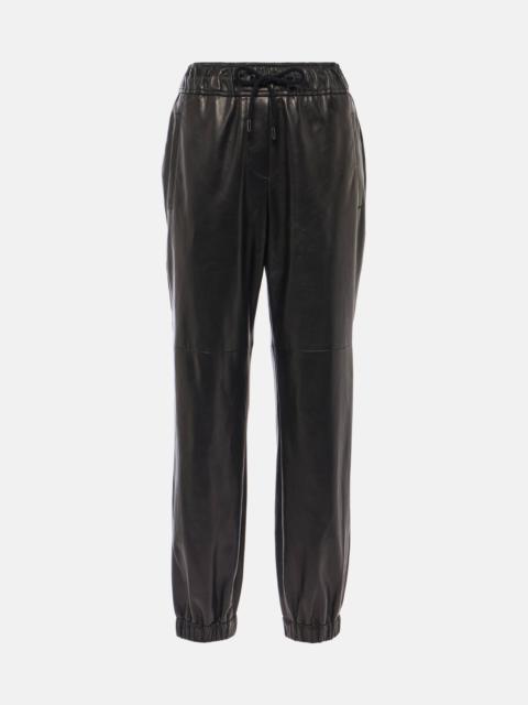 Leather straight pants