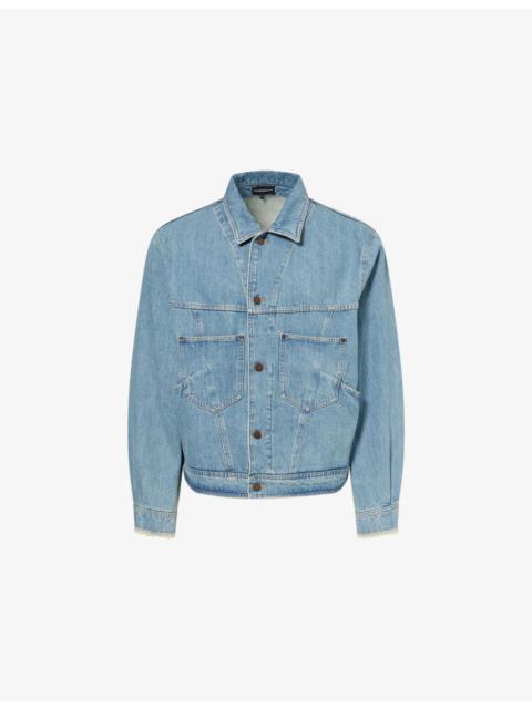 EMPORIO ARMANI Patch-Pocket Collared Denim Jacket