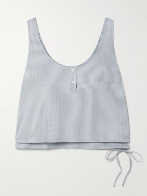 DEIJI STUDIOS Tie-detailed Layered Striped Organic Cotton-poplin Tank