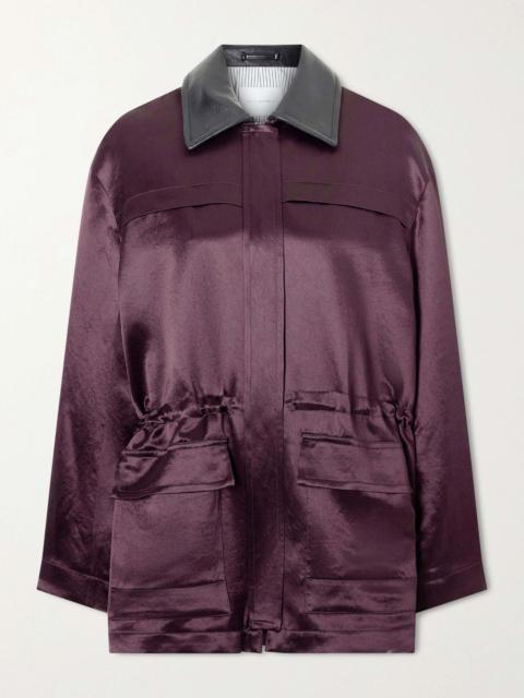 MARIA McMANUS Leather-trimmed sateen jacket Plum