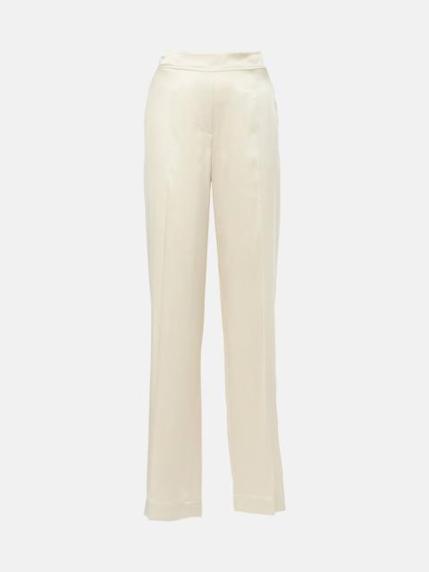 Tova mid-rise silk satin straight pants