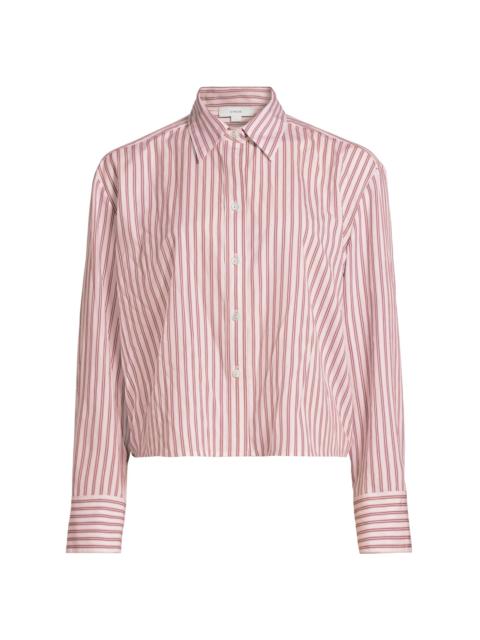 Vince Women's Till Stripe Cropped Shirt - Peony Wood Off White
