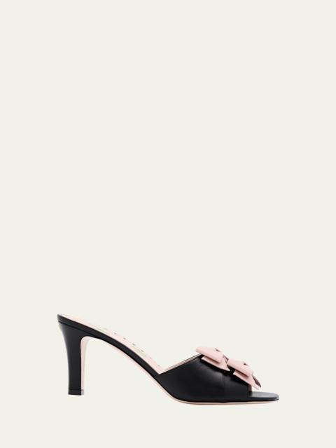 Valentino Bowow Leather Stiletto Mule Sandals
