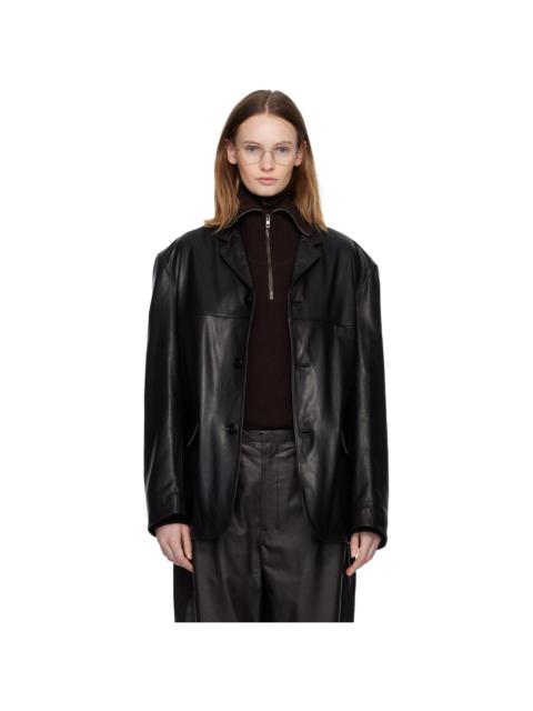 Lemaire Black Single Breasted Leather Jacket