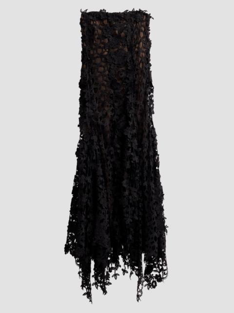 Oscar de la Renta Women's Leafy Fringe Botanical 3D Guipure Strapless Cocktail Dress - Black