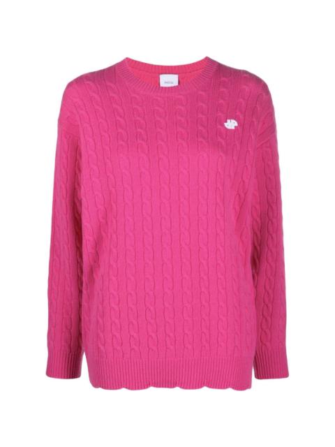 logo-motif cable-knit jumper