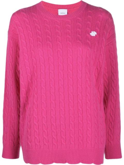 PATOU logo-motif cable-knit jumper