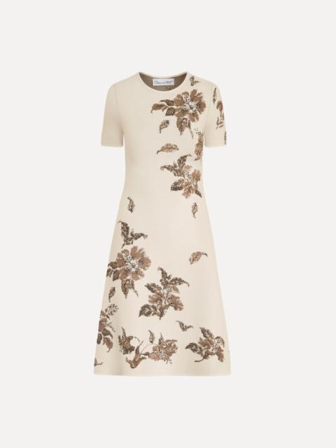 Oscar de la Renta HIBISCUS METALLIC JACQUARD DRESS