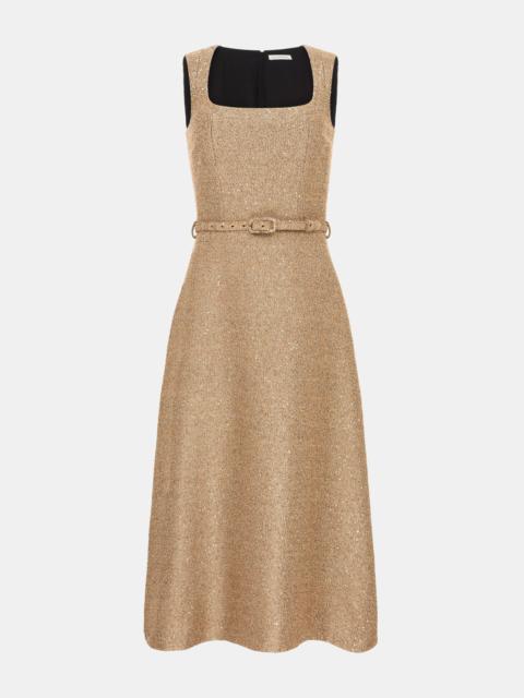 EMILIA WICKSTEAD Ciro Dress In Gold Sequin Tweed