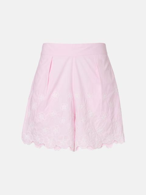 juliet dunn Embroidered cotton poplin shorts