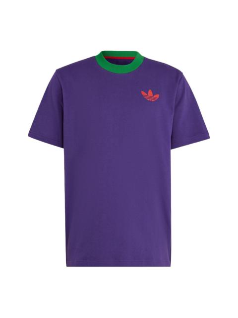 Men's adidas originals Trefoil Tee Solid Color Logo Printing Round Neck Pullover Short Sleeve Purple