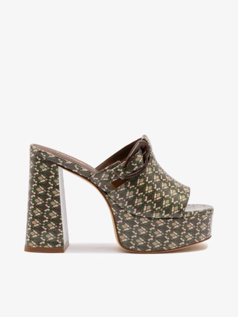 Larroudé Dolly Verona Mule In Seaweed Vichy Patent Leather