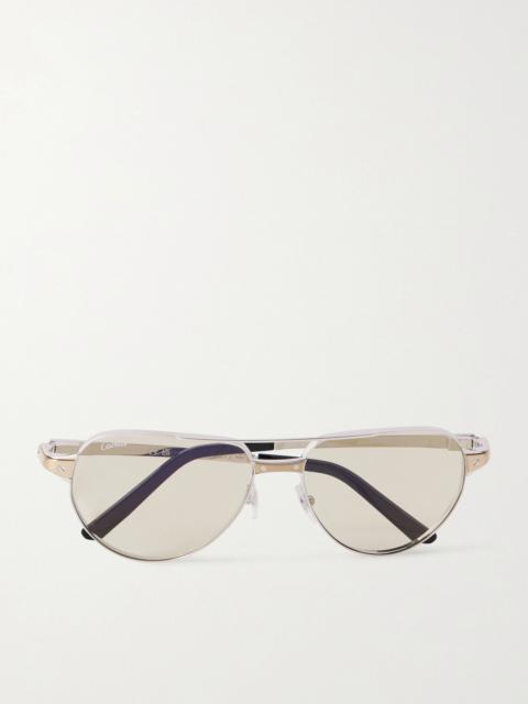 Cartier Santos de Cartier aviator-style gold- and silver-tone sunglasses Silver