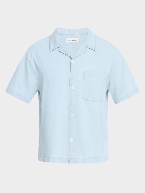 FRAME Men's Cotton Chambray Camp Shirt