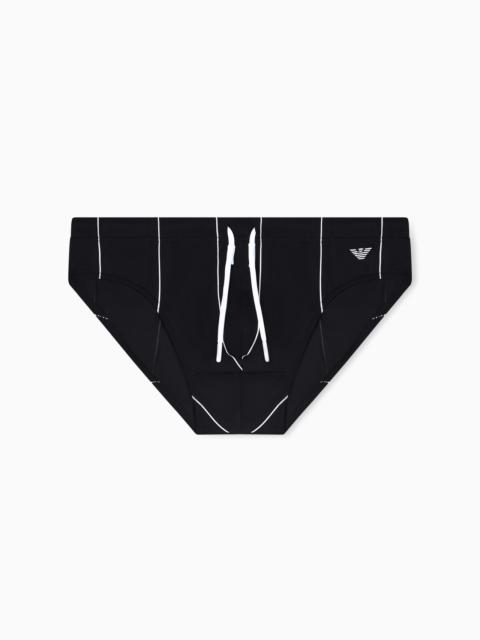 EMPORIO ARMANI STRIPED PRINT SWIM BRIEFS
