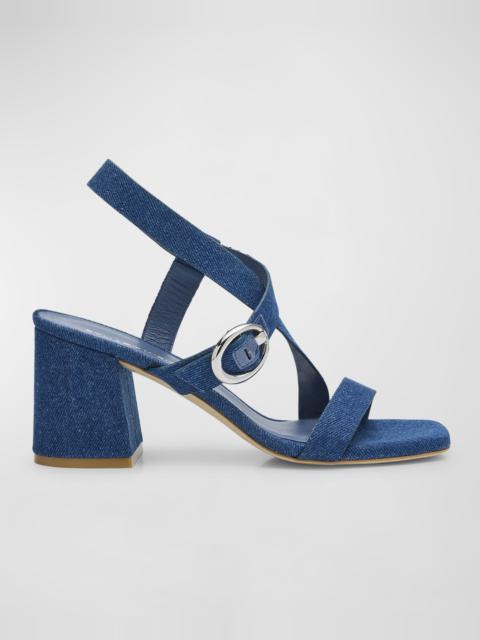 Benni Denim Block-Heel Sandals