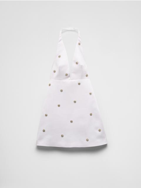 Prada Embroidered double satin mini-dress