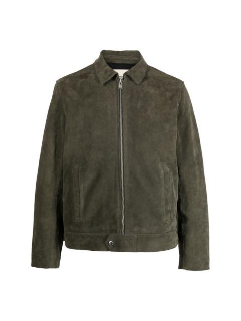 zip-fastening suede jacket