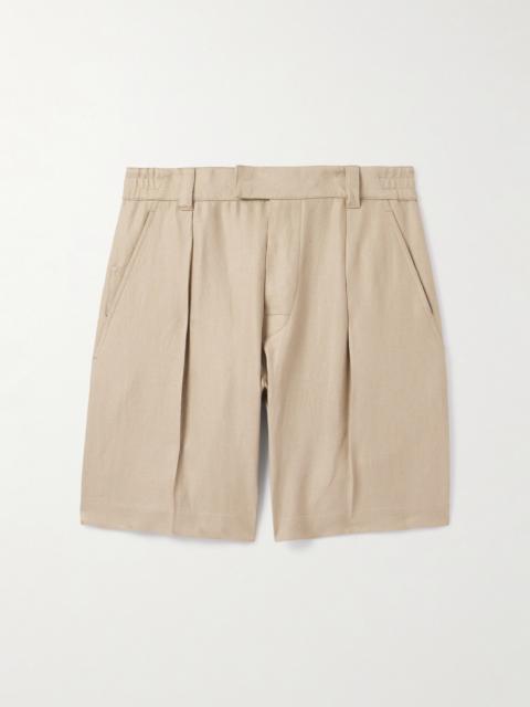 Loro Piana Reinga Wide-Leg Pleated Linen-Twill Bermuda Shorts