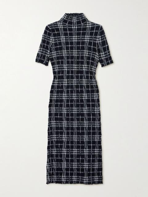 Burberry Checked wool-blend midi dress Black