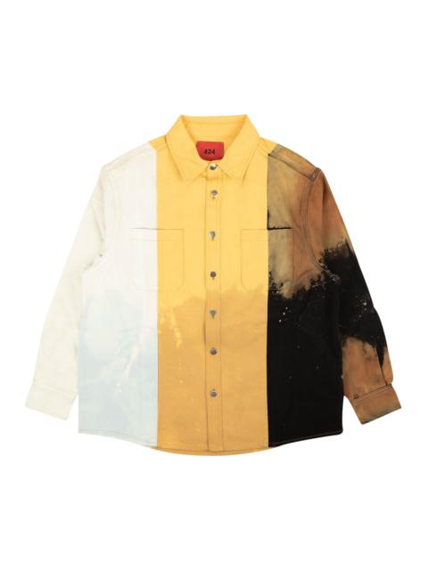 424 424 Colorblock Denim Button Down Shirt 'Multicolor'