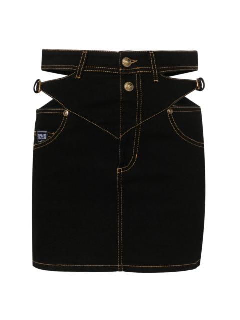Baroque buckle denim mini skirt
