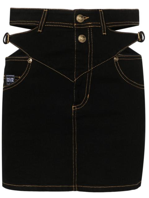 VERSACE JEANS COUTURE Baroque buckle denim mini skirt