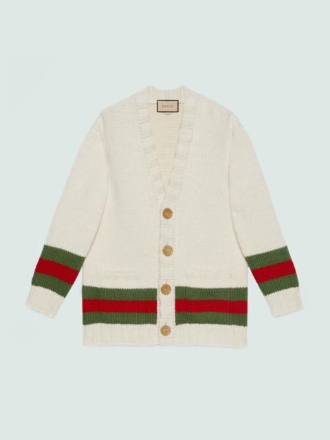 GUCCI Fine wool cardigan with Web