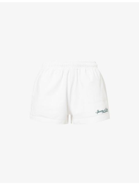 Sporty & Rich Syracuse Embroidered Cotton-Jersey Shorts