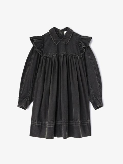 GANNI BLACK WASHED MINI SHIRT DRESS