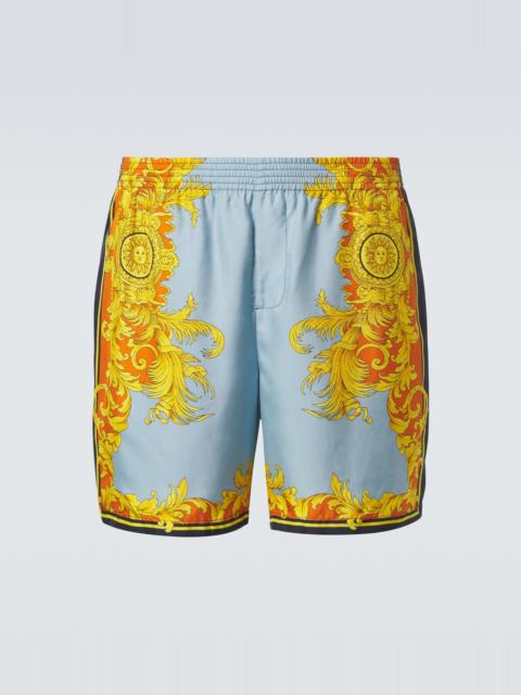 VERSACE Printed silk shorts