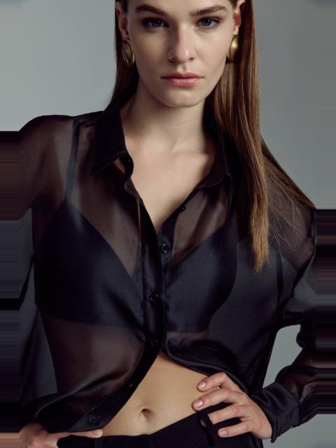 BARDOT Luana Oversized Organza Shirt In Black