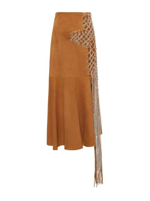 GABRIELA HEARST Riverine Midi Skirt In Cashew Suede