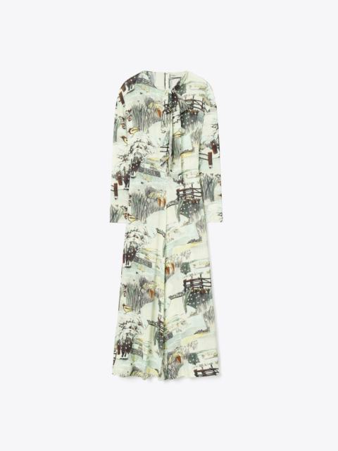 TORY BURCH Printed Viscose Bow Dress
