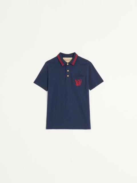 Valentino COTTON PIQUÉ POLO SHIRT WITH VG EMBROIDERY