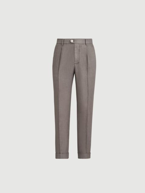 Brunello Cucinelli Garment-dyed trousers in linen gabardine with pleat