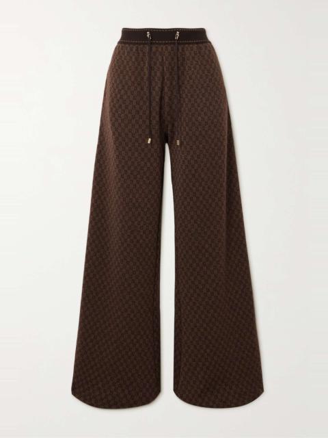 Striped wool-blend jacquard wide-leg pants