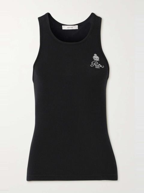 FRAME + Ritz Paris embroidered ribbed-jersey tank