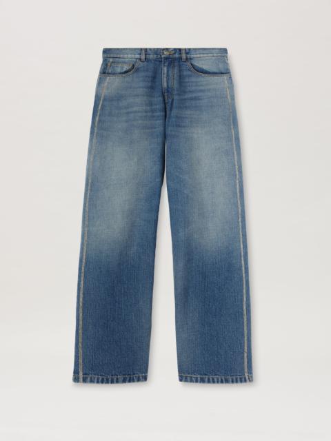 Palm Angels Lasered Curved Logo denim Pants